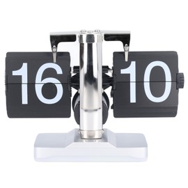 Retro Flip Down Clock Innovative Light Luxury Simple Design Flip Clock with Ambient Lighting for Bedroom Bedside Home 24 Hour Model Stainless Steel Black Leaf