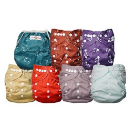 Paquete de 6 pañales reutilizables + 1 traje de baño Dana Banana + 6 insertos de fibra de bambú de 4 capas