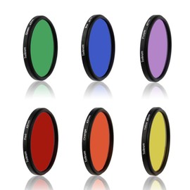 Toileum 43mm 6pcs Full Color Lens Filter Set 43MM Color Lens Filter Orange, Blue, Yellow, Green, Purple, Red 6 Pieces Filter Set + 1 Lens Cloth + 1 Lens Tissue + 1 Lens Pen + 1 Storage Bag