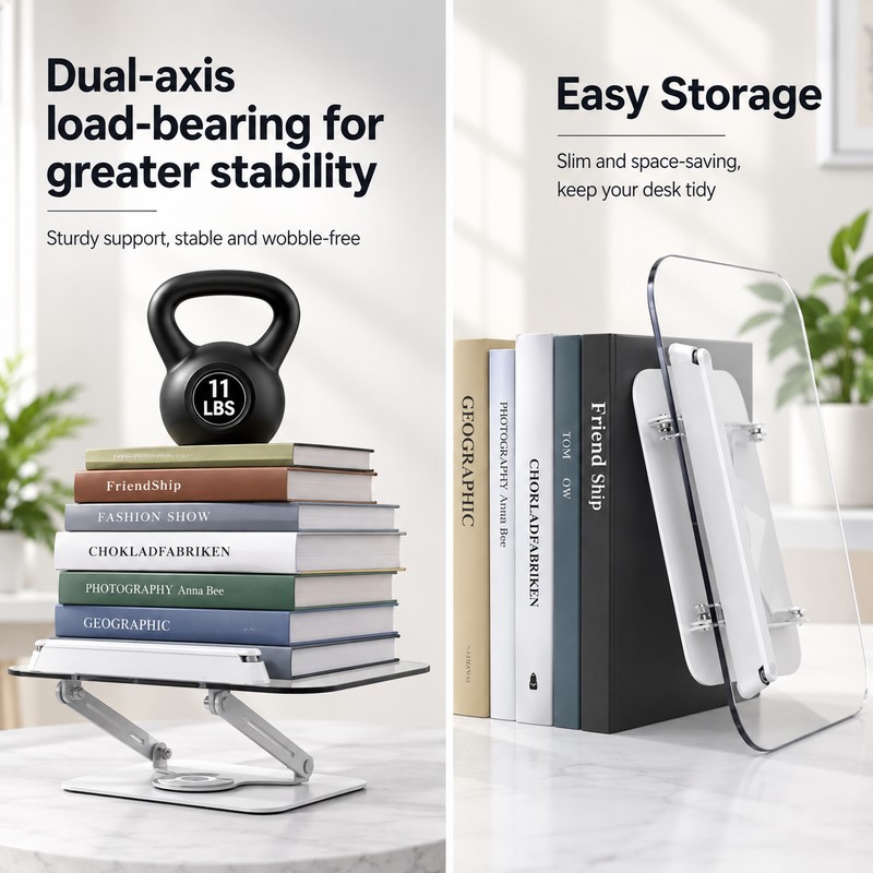 Adjustable Book Stand for Reading – 360° Rotating Foldable Desktop