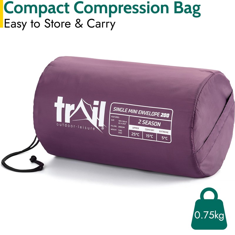Trail Kids Sleeping Bag, Mini Envelope 200gsm, 2 Season Summer