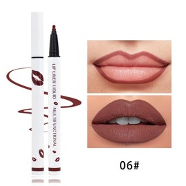 LIPLINER Matte Liquid Lipstick Pencil-Waterproof,Long Lasting,Velvet Finish,12HR Wear,Smudge Proof,for Lips Outline & Full Lip Color,14 Shades,2025 New 2-in-1 Lip Liner Liquid Pen(06#,0.02 fl oz)