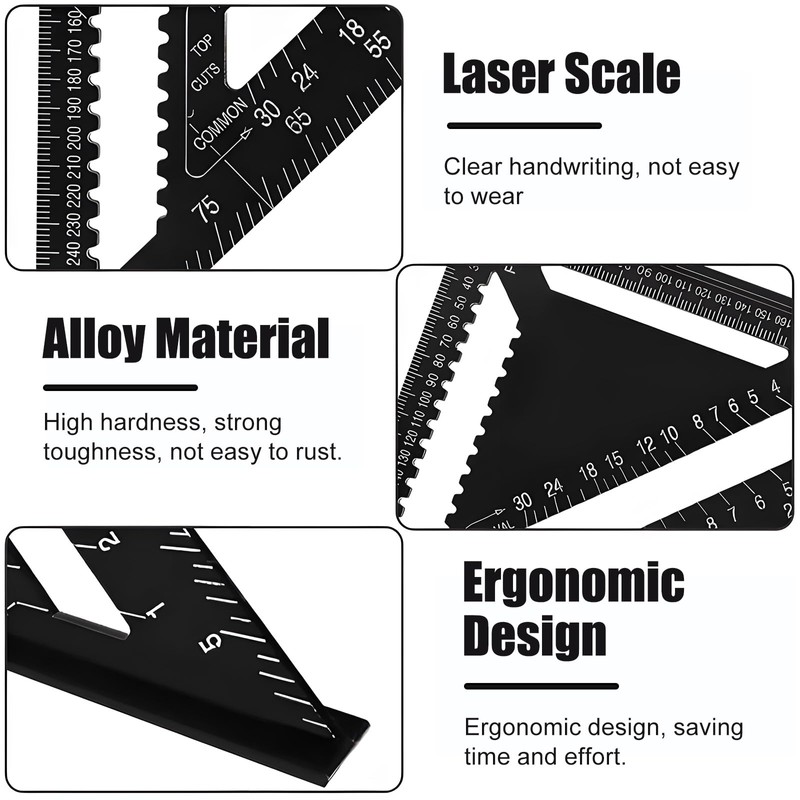 2 Pcs Rafter Square 12 inch & 7 inch, Aluminum