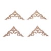 4Pcs 10cm Wood Hand-Carved Unpainted Sharp Corner Onlay Applique Unique
