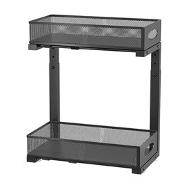 Beleeb Under Sink Organizer, 1 Pack 2 Tier Metal Slide Out Pull Out Cabinet Organizer Shelf, Height Adjustable Organization and Storage Series, Bathroom/Desktop/Cabinet/Kitchen organization, Black