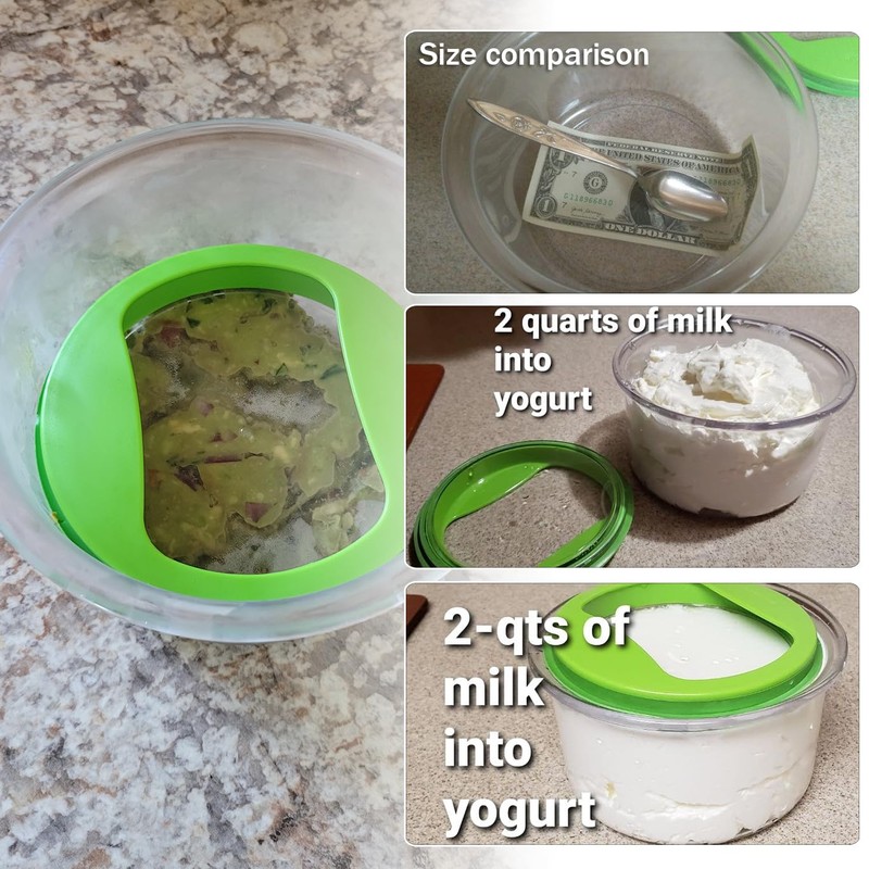 Kreapa 2 Pack Guacamole Keeper, With Green Airtight Lid And