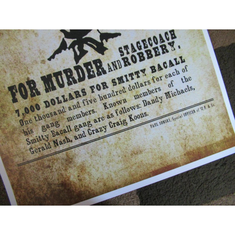 Django Unchained 11" x 17" Smitty Bacall wanted Collector's poster