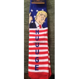 Parquet Men’s TRUMP Novelty Crew Socks “HUUUGE” Patriotic Red, White, Blue PARQUET BRAND