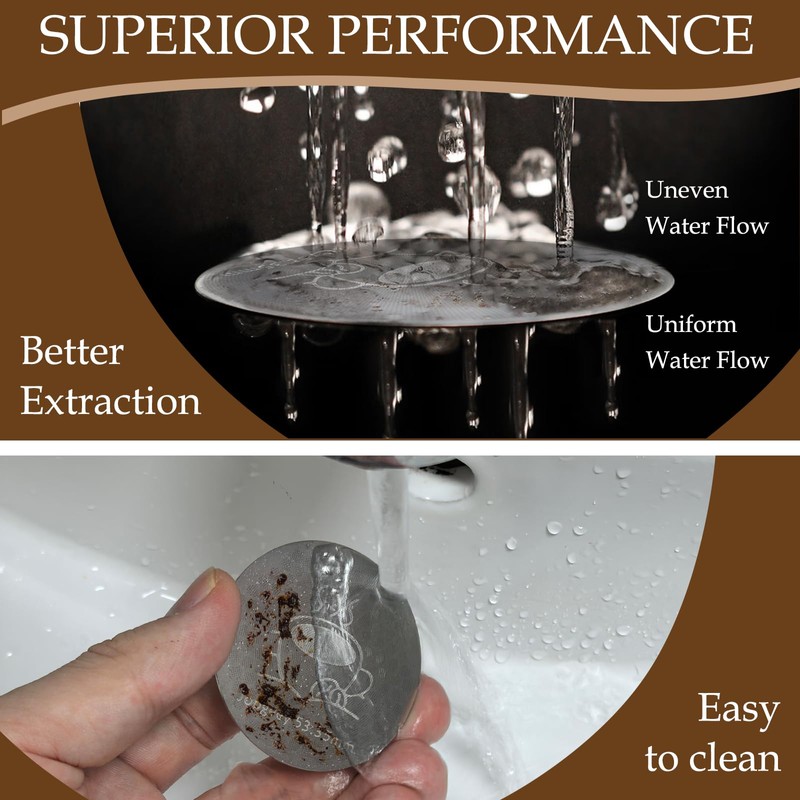 2 Pack 53.35mm Espresso Puck Screen with Stand, 0.9mm 150μm
