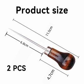 2 Pcs Bradawl Tool Wooden Handle,Gourd Shape Awl Tool Alloy,Leather Sewing Bradawl Tool,Professional Awl Tool Punch Sharp,Awl Tool for Leather Craft,Sewing Crafting,DIY Handmade Maker Tool
