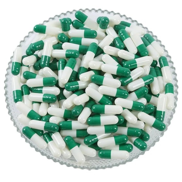 Size 0 Empty Gelatin Capsule Green and White, 102 Count