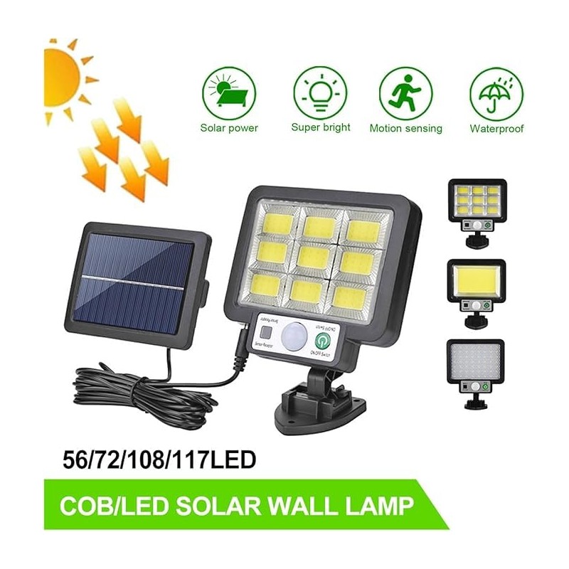 SQUADO JFJ Solar-Gartenleuchten für den Außenbereich, 117 LEDs, 3 Modi,