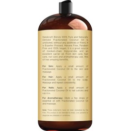Handcraft Blends Aceite de Coco Fraccionado - 28 Fl Oz - Puro y Natural - Aceite de Grado Premium para La Piel y El Cabello - Aceite Transportador -  