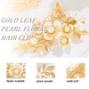 Foyte Bridal Flower Hair Clip Gold Leaf Hair Comb Pearl