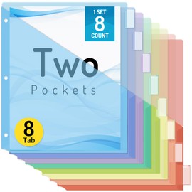 Forvencer 8 Count Dividers with Pockets, 8 Tab Dividers for 3 Ring Binder with Pockets, Subject Dividers with Pockets, Premium Quality Notebook Dividers with Pockets, Macaron, 1 Set