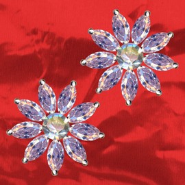 Silver Earrings Star Blossom Sun Pink Real 925 Sterling Silver Zirconia Crystals Rhinestone Love Faith Hope Emotion Symbol Motif Style Object White Extravagant New Good Fashion Clear Beautiful