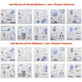 Washi Stickers for Journaling,Vintage Sticker Book for Adults Botanical Scrapbook Stickers for Junk Journal Aesthetic Flower Label Letters Journaling Stickers Scrapbooking Supplies for DIY Art Crafts