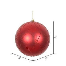Vickerman Matte and Glitter Swirl Decorative-Hanging-Ball-Ornaments, 4", Red, 4 Piece