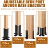 4Pcs Adjustable Post Anchor Brackets, Heavy Duty Half Column Black