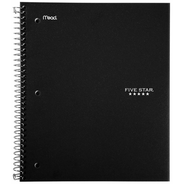 Mead Five Star Spiral Notebook, 5-Sub, Ruled Paper, 200 Sheets,
