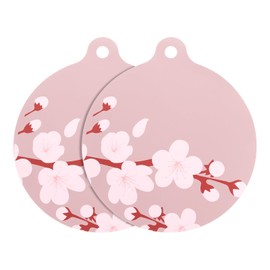 uxcell 2pcs Induction Cooktop Protector Mats, Induction Stove Protector Multifunctional Silicone Mats for Induction Stove, Microwave Mat, Trivet, Plum Flower Pattern with Handle (Pink)