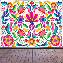 GOAOK Tapiz mexicano, colorido México, floral, estético tradicional, hippie, tapiz mexicano, ornamentado, étnico, pastel, plantas, tapiz para colgar en la pared, para recámara, sala de estar, 60 x 40