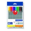 Staedtler Triplus Fineliner, 12 Stück, mit 2 Haftnotizen
