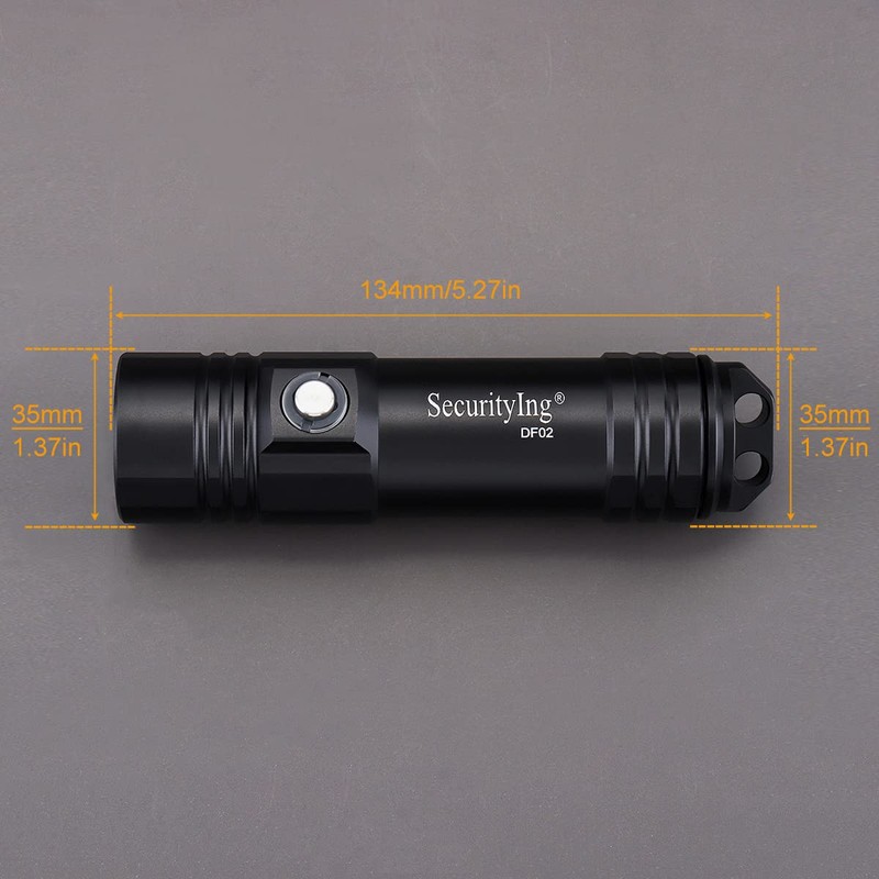 SecurityIng Diving Light, 800 Lumens, IPX-8 Waterproof, Diver Light, Underwater