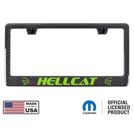 BLVD Dodge Hellcat Real Carbon Fiber ABS Back License Plate Frame - Green