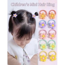 10pcs Girls Thumb Hair Ties Cartoon Colorful Mini Elastic Rubber Bands No Hurt