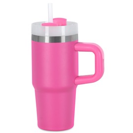 Muwnrol 14 Oz Tumbler with Handle and Straw for Kids, Stainless Steel Vacuum Insulated Tumbler Keep Cold Heat and Ice, Gifts for Children Cups (Hot Pink)