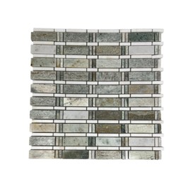 Tenedos Ming Green and Thassos White Marble Mosaic Tile 1 Sheet for Bathroom Wall and Floor Accent, Kitchen Backsplash, Shower, Fireplace, Spa or Entryway