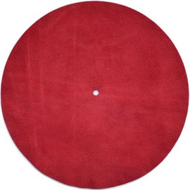 Genuine Leather Turntable Platter Mat - Red Suede
