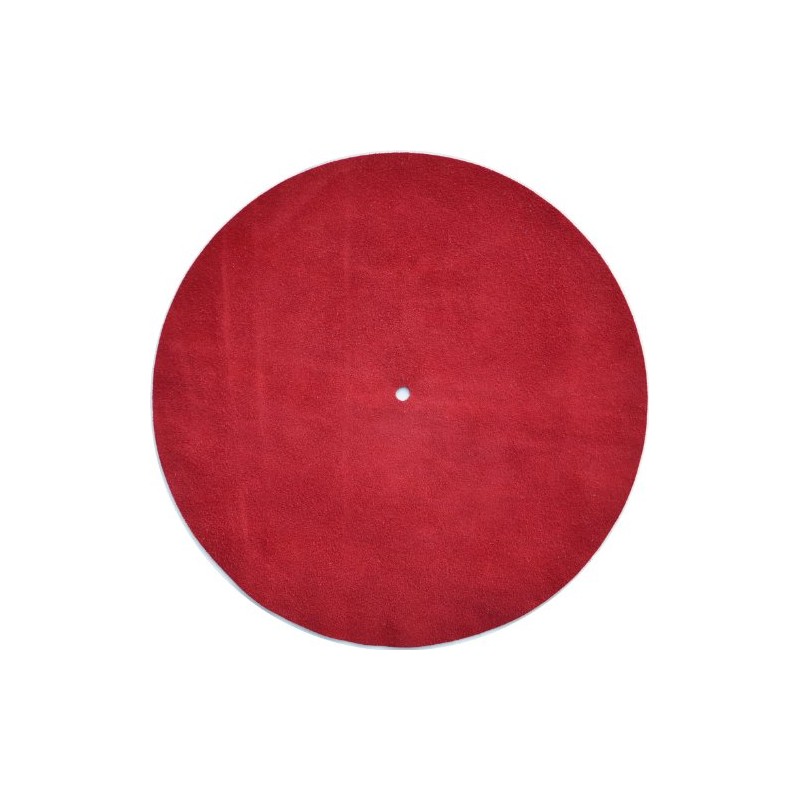 Genuine Leather Turntable Platter Mat - Red Suede