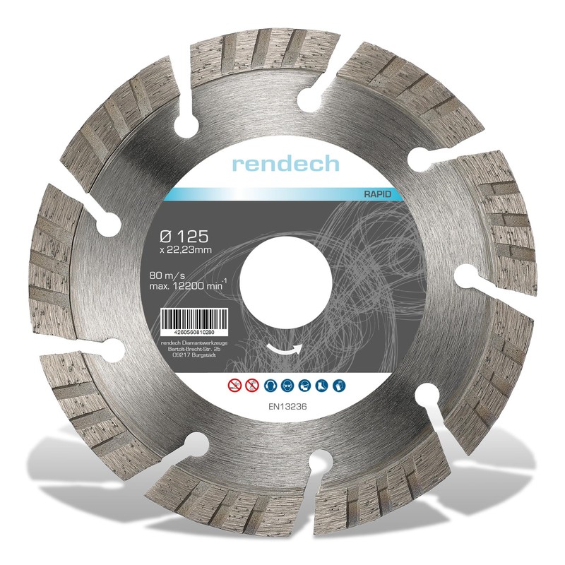 Rendech® Rapid Diamond Disc 125 mm for Granite, Concrete, Stone,