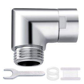 Shower Head Elbow Adapter, All Metal Handheld & Wall-Mounted Shower Arm Extension, G1/2" Shower Head Angle Connector (90 Degree, Chrome)