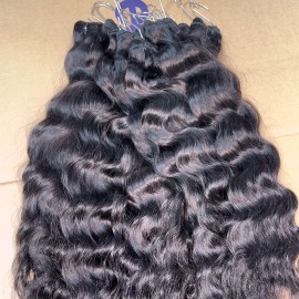 Ready to Ship Unprocessed Cuticle Hair Bundle Vendors Bulk Hair Double Drawn Weft Raw Indian Human Hair Extensionsstyle: raw hair, color: 1 pcs natural wave, Stretched Length: 18 Inches