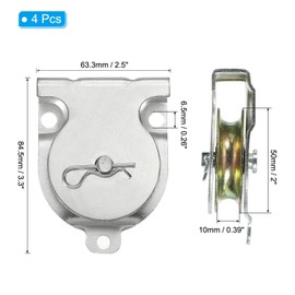 PATIKIL Ceiling Mount Single Pulley, 4 Pack 2 Inch Diameter Wall Mounted Single Pulley for 10mm/0.39" Wire Rope