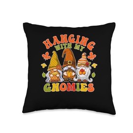 Turkey Meat Pilgrim Costume Thanksgiving Shirt Hanging with My Gnomies Thanksgiving Day Autumn Gnome Lover Throw Pillow, 16x16, Multicolor