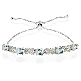 Ice Gems Sterling Silver Genuine Aquamarine Infinity Adjustable Bracelet