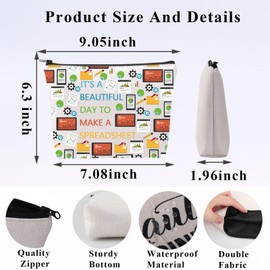 PLITI Accountant Gift Accounting Gift CPA Gift It's A Beautiful Day to Make A Spreadsheet Makeup Bag for Women (Beautiful Spreadsheet bagU)