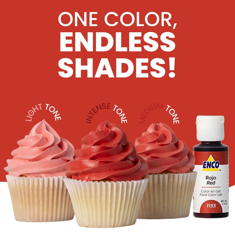 ENCO Food Coloring Gel Red 1.41 oz (40g) Concentrated, Vegan