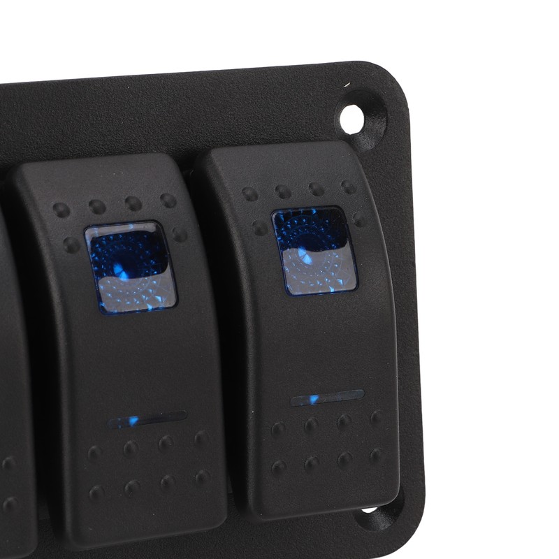 3 Gang Rocker Switch Overcurrent Protection LED Blue Backlit IP65