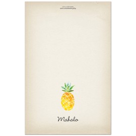 50 Watercolor Rustic Pineapple Hawaiian Mahalo Thank You Cards + Envelopes