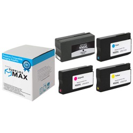 SuppliesMAX Remanufactured Replacement for HP OfficeJet Pro 7720/7730/8200/8210/8700/8720/8725/8730/8740 High Yield Inkjet Combo Pack (BK/C/M/Y) (NO. 956XL/NO. 952XL) (L0R3MP)