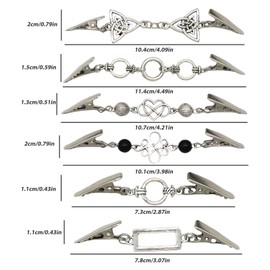 6 Pieces Sweater Clips, Retro Sweater Clips, Anti-Exposure Cardigan Clips, Metal Cardigan Clips, Clothing Decoration Clips, Creative Cardigan Clips, silver