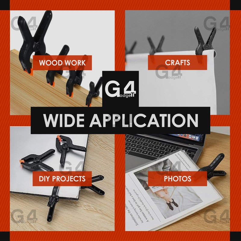 G4GADGET Pack of 4X 3.5 Inch Plastic Spring Clamps -