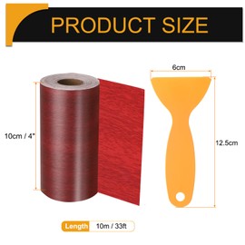 HARFINGTON Wood Grain Repair Tape 4 Inch x 33ft Self Adhesive Repair Patch Tape Simulated Wooden Floor Tapes with Plastic Scraper for Tables Doors Windows Furniture, Walnut