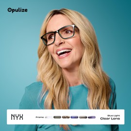 OPULIZE NYX Blue Light Blocking Glasses - Anti-Glare Computer and Gaming Eyewear - 5 Pack - UV and Eyestrain Protection - Rectangular Frame - Clear - Men Women