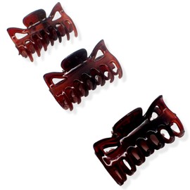 Topkids Accessories Small Mini Hair Claw Clips Set of 3 Girls Butterfly Hair Clips Women Bulldog Clips Hair Grips Sectioning Clip Hair Clip Claw Clip Hair Accessories for Women 4cm / 1.5" (Tort Brown)